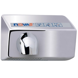 World Dryer NOVA 5 Automatic Hand Dryer Brushed Chrome Available With Surface Mounted or Recessed Options, Push button Operated With Adjustable Timing